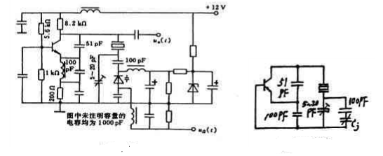 下图所示为晶体振荡器调频电路，画出振荡部分交流通路，说明其工作原理，同时指出电路中各主要元件的作用。