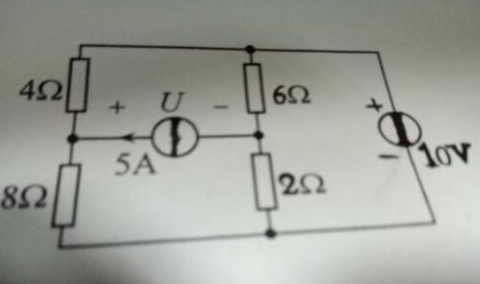 用叠加定理求图所示电路中的电流。 
