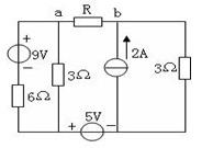 用戴维南定理求图所示电路中的R为何值时能获得最大功率，并求此时通过的电流和最大功率。  