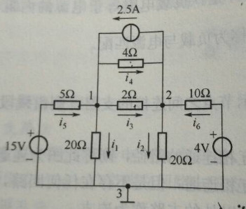 用节点电位法求解图所示电路中的各支路的电流。
