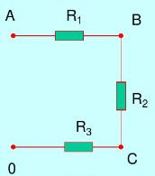 在下图的电路中，若以“O”点为参考点时，VA=21V，VB=15V，VC=5V。现重选C点为参考点，