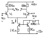 差分放大电路如下图所示，已知三极管的β=100，rbb'=200Ω，UBEQ=0.7V，试求：差分放