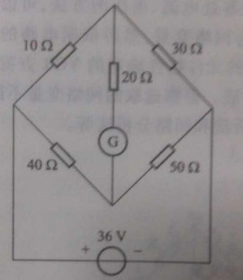 试用戴维宁定理，求图（a)所示惠斯通电桥中流过内阻为20Ω的检流计的电流。试用戴维宁定理，求图(a)