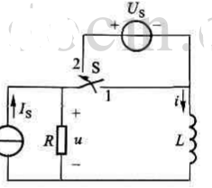图所示电路中，直流电压源的电压US=8V，直流电流源IS=2A，R=2Ω，L=4H。开关S原未接通，