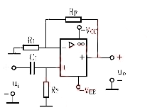 试用集成运算放大器CF741构成如下图所示同相小信号交流放大电路，要求工作频带为100Hz～5kHz
