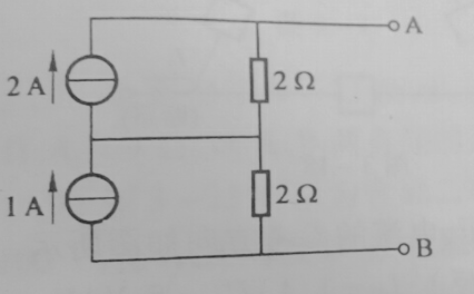 将图所示电路中的电流源等效变换为电压源的电路参数为______，等效电压源电路图为______。
