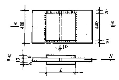 下图为两块钢板用拼接板连接，采用三面围焊缝，拼接板长度L=300mm。构件材料为Q235钢，焊条为E