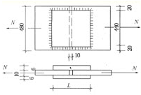 下图为两块钢板用拼接板连接，采用三面围焊缝，构件材料为Q345钢，焊条为E50型。焊脚尺寸hf=6m