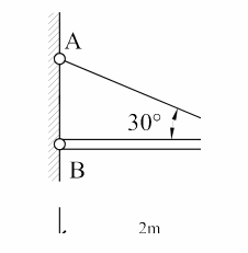 如图所示三角形托架，杆AC为圆截面杆，直径d=20mm，杆BD为刚性杆，D端受力为15kN。试求杆A
