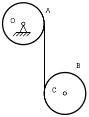 两均质圆柱的质量均为m，半径均为R，一绳绕于圆柱A上，绳的另一端绕在圆柱B上，如图（a)所示。求轮B