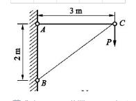 三角托架如图所示。已知杆AB的面积AAB=10000mm2，许用应力[σ]=7MPa，杆BC的面积A