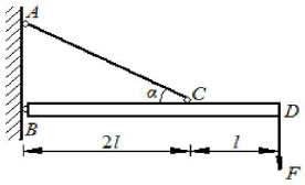 图（a)所示结构中BD为刚性杆，AC杆由两种材料制成，AB部分为钢杆，弹性模量E1=200GPa，许