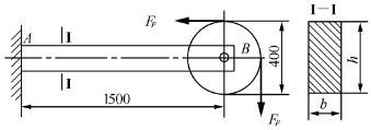 图（a)所示起吊装置中，滑轮B安装在槽钢组合梁的端部。已知F=40kN，[σ]=140MPa。试选择
