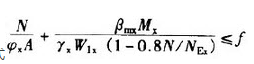 实腹式偏心受压柱平面内整体稳定计算公式中βmx为( )。