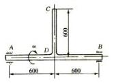 图（a)所示钢轴AB的直径为80mm，轴上装有一直径为80mm的钢圆杆CD，杆CD垂直于轴AB。若A