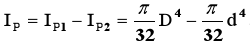 一圆环形截面的外径为D，内径为d，其横截面对形心轴的极惯性矩为，该截面的扭转截面系数为。  （)一圆