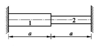 一阶梯形钢杆，上下部分的横截面面积分别为A1=400mm2，A2=800mm2。在温度t1=15℃时
