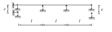 用力法计算，并作图所示结构由支座移动引起的M图。EI=常数。    