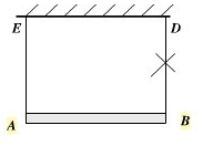 均质杆重为W，长为l，在A、B两点用绳子悬挂如图（a)所示，求其中一绳突然断开的瞬时，杆的质心C的加