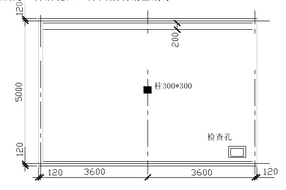 某办公室顶棚装修，平面尺寸如下图所示。天棚设检查孔一个（0.5m×0.5m)，窗帘盒宽200mm，高