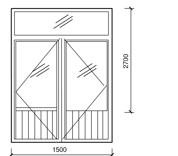 某商店铝合金双扇地弹门，设计洞口尺寸如下图所示，共2樘。编制铝合金双扇地弹门工程量清单，进行工程量清