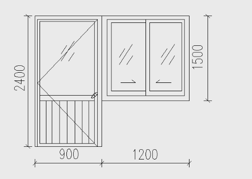 某工程铝合金组合门窗，如下图所示，门为平开门，窗为推拉窗，共35樘。管理费率为51%，利润率为17%
