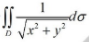 二重积分（其中D为圆环域：1≤x2＋y2≤4)化为极坐标的二次积分为______．二重积分(其中D为