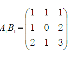 已知A，B均是三阶矩阵，将A中第3行的（－2)倍加至第2行得到矩阵A1，将B中第2列加至第1列得到矩