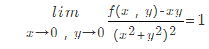 已知函数f(x，y)在点(0，0)的某个邻域内连续，且， 则下述四个选项中正确的是( )．