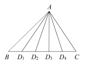 把△ABC的BC边五等分，设分点依次为D1，D2，D3，D4，再把各分点与点A连接，试以把△ABC的