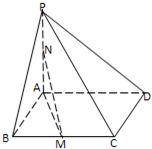 如图，在四棱锥P－ABCD中，底面ABCD是菱形，∠ABC=60°，PA⊥面ABCD，点M、N分别为