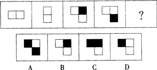 请诜择最活合的一项埴入问号处．使之符合整个图形的变化规律。 A.如图所示B.如上图 C.如上图所示 