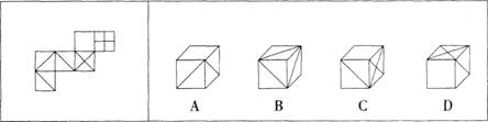 左边给定的是纸盒外表面的展开图，右边哪一项不能由它折叠而成？请把它找出来。  请帮忙给出正确答案和分