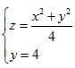 求曲线{z=x平方＋y平方／4，y=4在点（2，4，5)处的切线与正向x轴所成的倾角.　　高等数学复