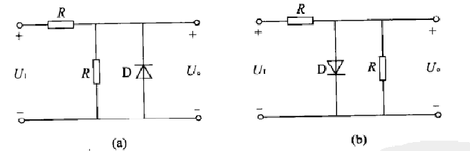 14.3.7   在图14.8所示的两个电路中，已知直流电压U1=3V，R=1kΩ，二极管的正向压降