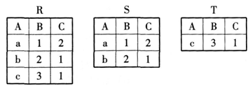 有三个关系R、S和T如下： 则由关系R和S得到关系T的操作是（）。A.自然连接B.并C有三个关系R、