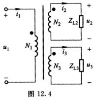 某理想变压器如图12．4所示，N1=1 000匝，N2=500匝，N3=300匝，ZL2=（8＋j6