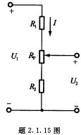 题2．1．15图所示的是由电位器组成的分压电路，电位器的电阻Rp＝270Ω，两边的串联电阻R1＝35