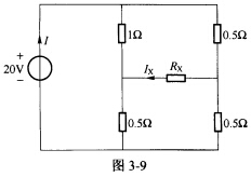 （武汉大学2008年考研试题)在图3一9所示的电路中，要使RX中的电流IX=0．125I，试求RX应