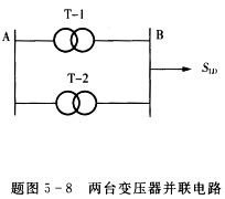 如题图5—8所示，两台变比分别为k1=110／11和k2=115．5／11的变压器并联运行，每台变压