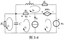 （清华大学2005年考研试题)电路如图3一4所示，图中电压源和电流源是角频率为ω的同频正弦量。用回路