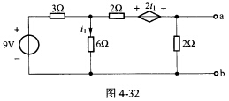 （电子科技大学2008年考研试题)如图4一32所示电路，试求端口的戴维南和诺顿等效电路。(电子科技大