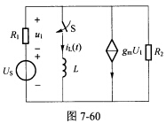 （浙江大学2005年考研试题)电路如图7一60所示，R1=R2=1Ω，gm=2S，L=1H，US=6