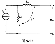 （华南理工大学20l0年考研试题)如图9—53所示正弦稳态电路中，已知电流源is=，L1=0．5H，