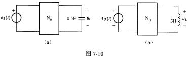 在图7—10 （a)所示的电路中，N0为无源线性电阻网络。当es（t)=2ε（t)V时，电路的零状态