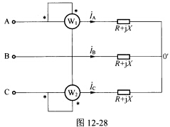 （重庆大学2007年考研试题)在如图12－28所示对称三相电路中，已知线电压有效值U1=380V，负