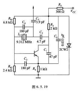 某通信接收机“本振”的实际电路如图6．5．19所示。试画出其交流等效电路并说明是什么形式的电路。 请