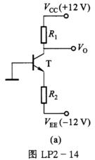 图LP2－14（a)所示放大电路中，硅NPN晶体三极管β=100，ICEO≈0，IC=2 mA，VB