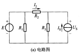 电路如图2—16（a)所示，已知E=10 V、IS=1 A，R1=10Ω、R2=R3=5Ω，试用叠加