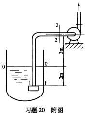 如习题20附图所示，用离心泵输送水槽中的常温水。泵的吸入管为φ32mm×2．5mm，管的下端位于水面